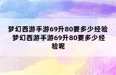 梦幻西游手游69升80要多少经验 梦幻西游手游69升80要多少经验呢